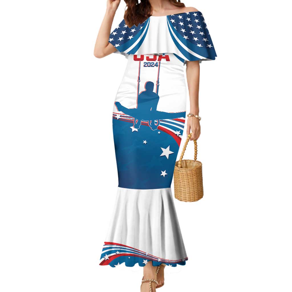 Personalized USA Gymnastics Mermaid Dress 2024 United States Flag Curve Style - Wonder Print Shop