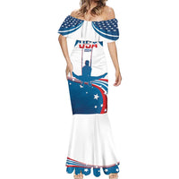 Personalized USA Gymnastics Mermaid Dress 2024 United States Flag Curve Style - Wonder Print Shop