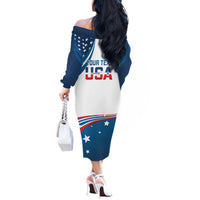 Personalized USA Gymnastics Off The Shoulder Long Sleeve Dress 2024 United States Flag Curve Style - Wonder Print Shop