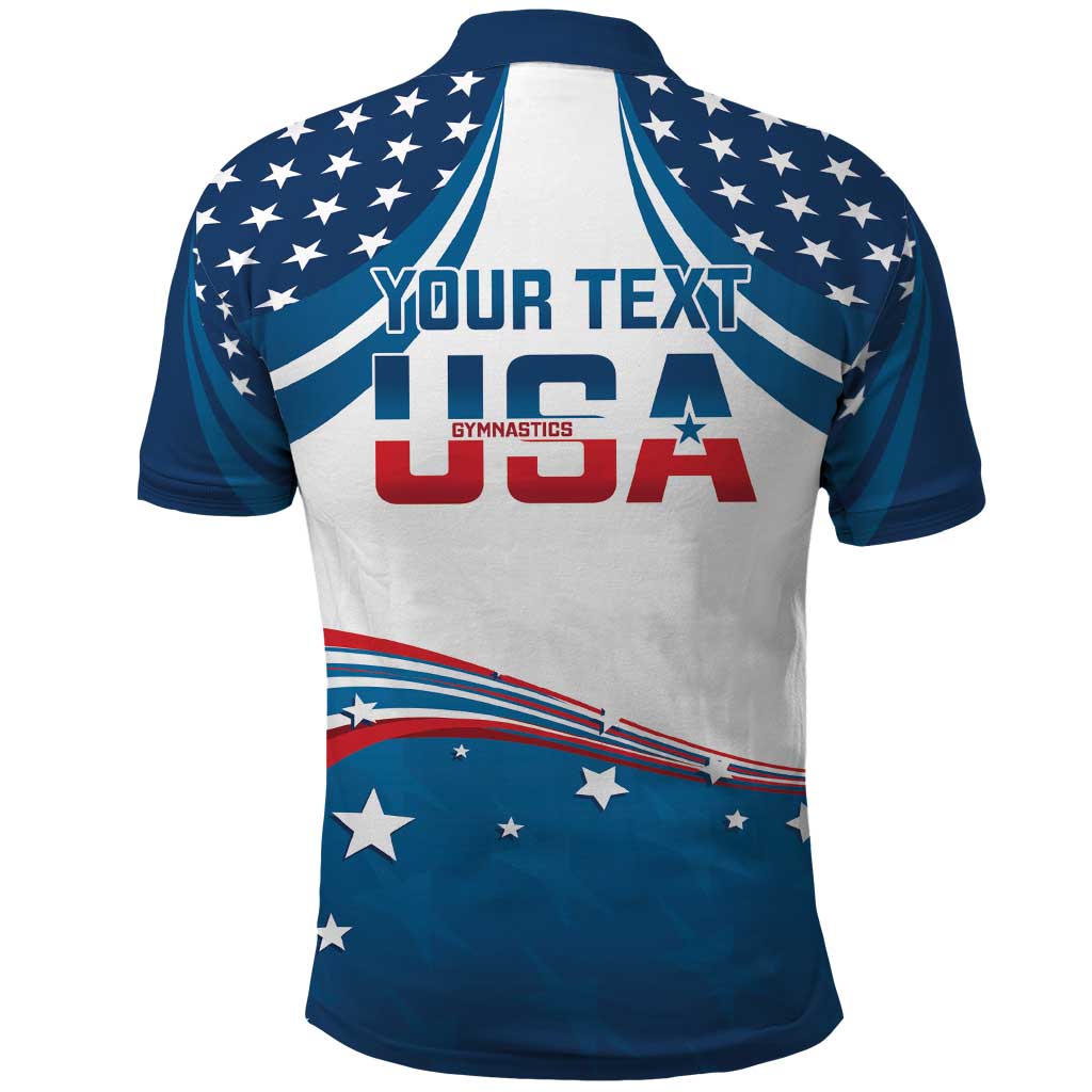 Personalized USA Gymnastics Polo Shirt 2024 United States Flag Curve Style - Wonder Print Shop