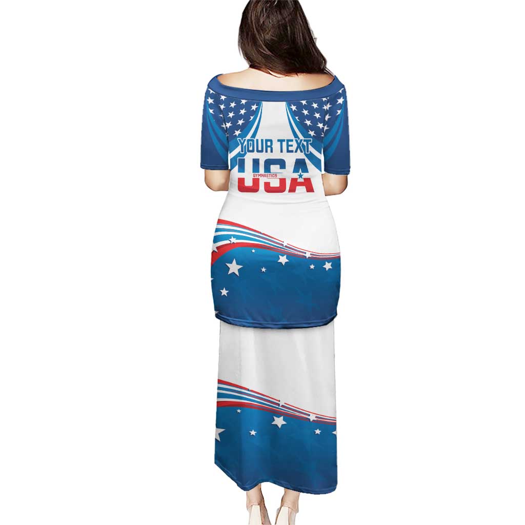 Personalized USA Gymnastics Puletasi 2024 United States Flag Curve Style - Wonder Print Shop