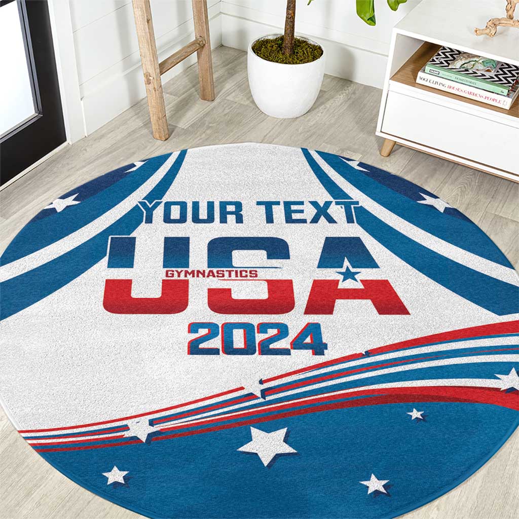 Personalized USA Gymnastics Round Carpet 2024 United States Flag Curve Style