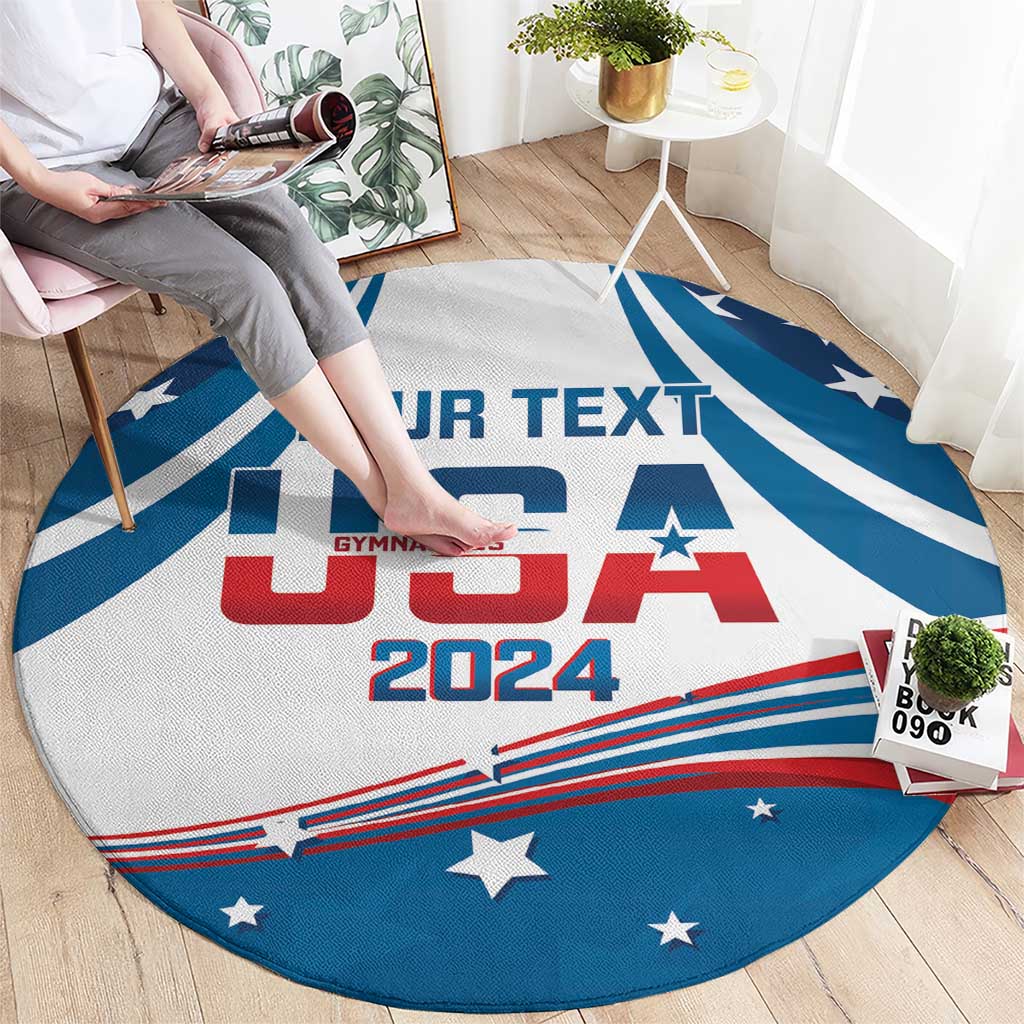 Personalized USA Gymnastics Round Carpet 2024 United States Flag Curve Style