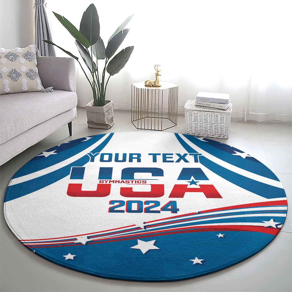 Personalized USA Gymnastics Round Carpet 2024 United States Flag Curve Style