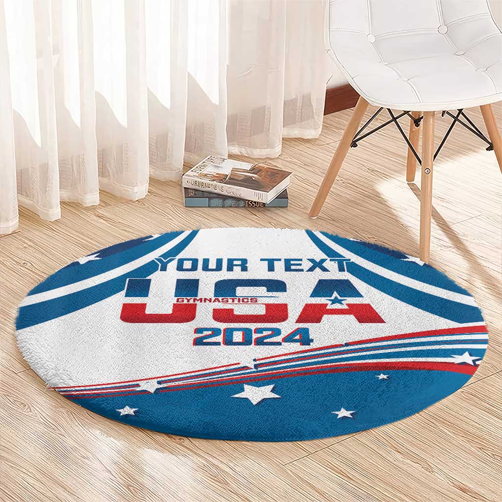 Personalized USA Gymnastics Round Carpet 2024 United States Flag Curve Style