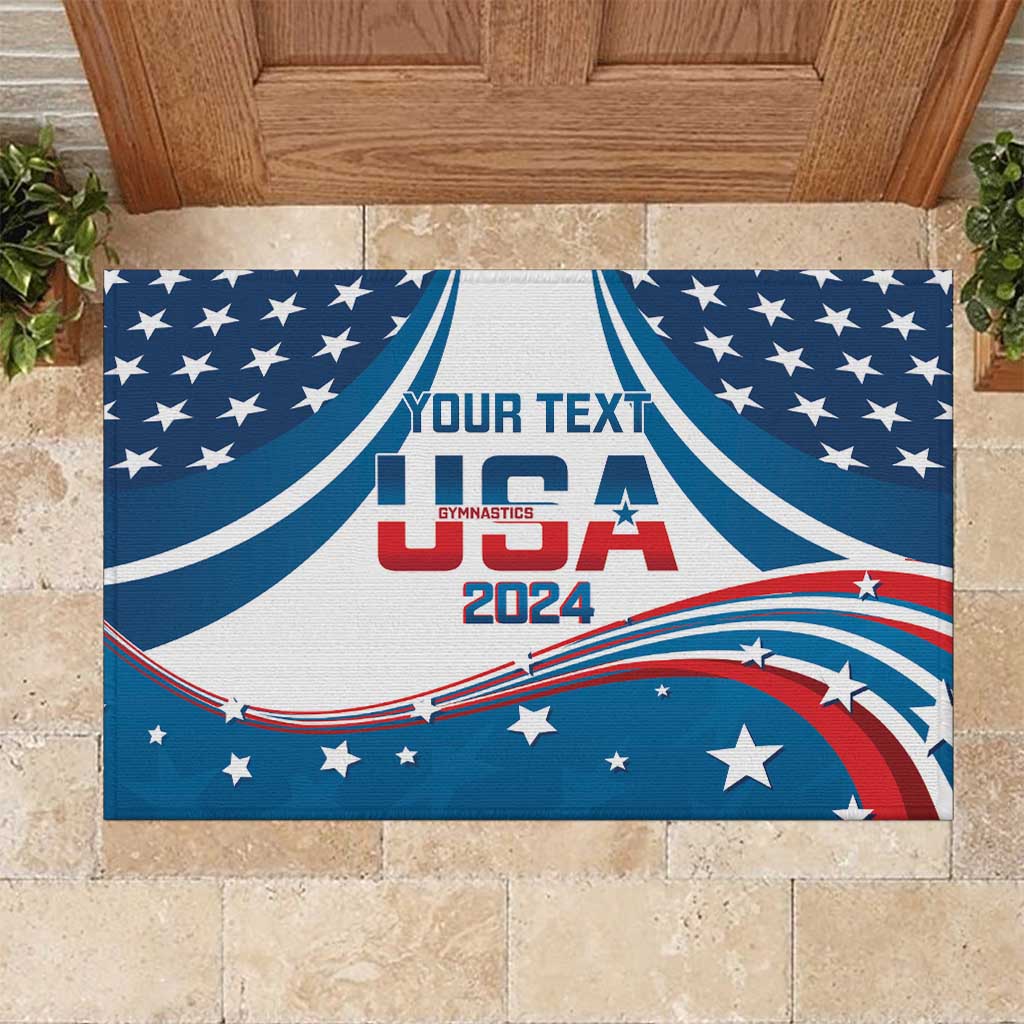 Personalized USA Gymnastics Rubber Doormat 2024 United States Flag Curve Style - Wonder Print Shop