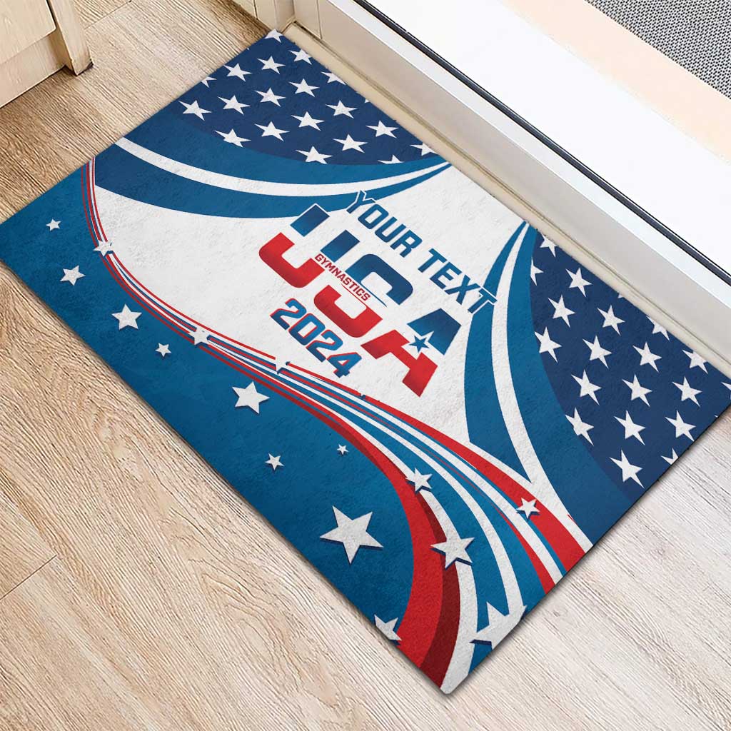 Personalized USA Gymnastics Rubber Doormat 2024 United States Flag Curve Style - Wonder Print Shop
