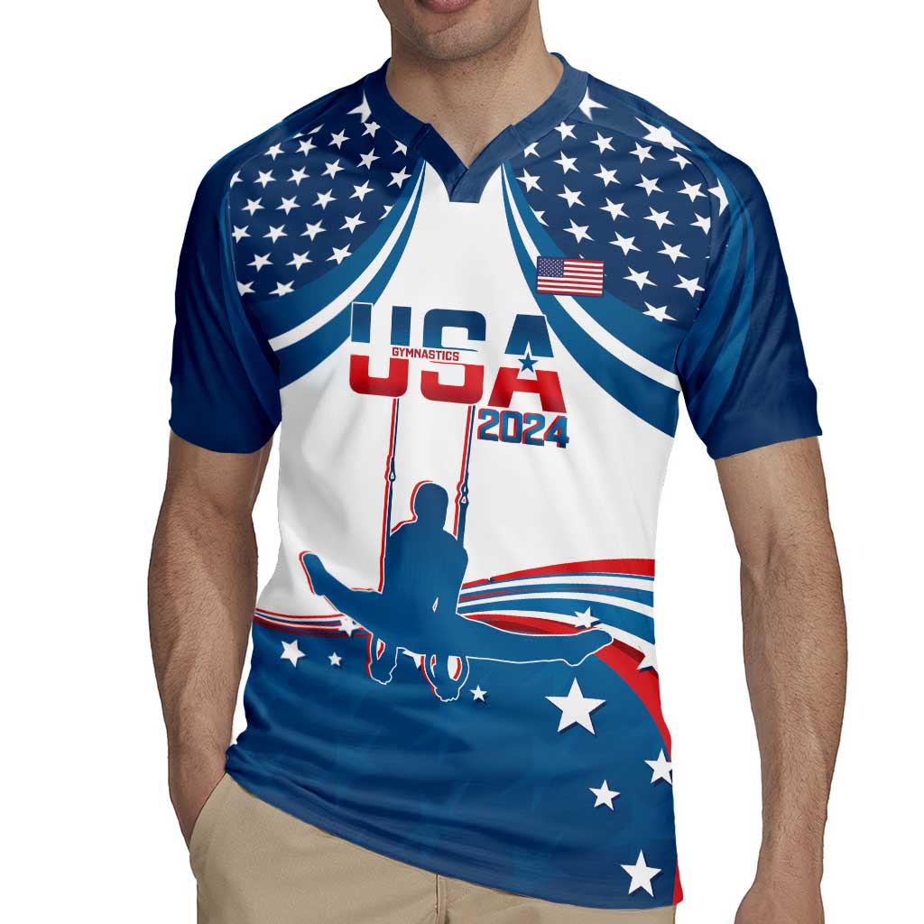 Personalized USA Gymnastics Rugby Jersey 2024 United States Flag Curve Style - Wonder Print Shop