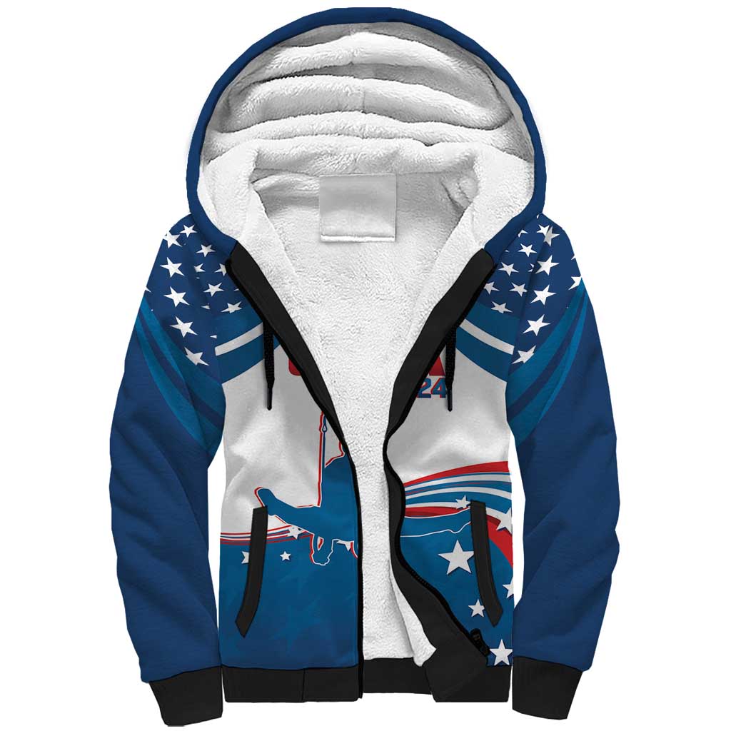 Personalized USA Gymnastics Sherpa Hoodie 2024 United States Flag Curve Style - Wonder Print Shop
