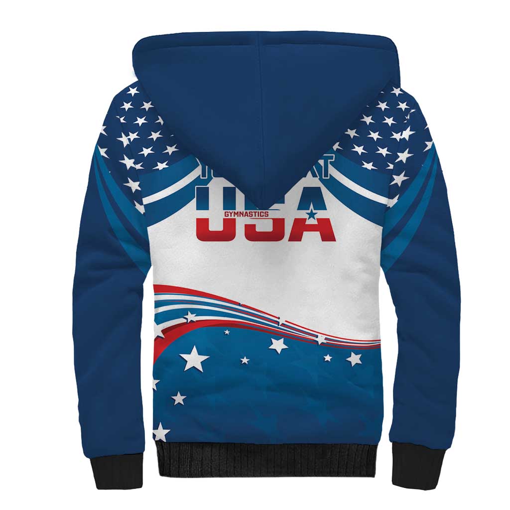 Personalized USA Gymnastics Sherpa Hoodie 2024 United States Flag Curve Style - Wonder Print Shop