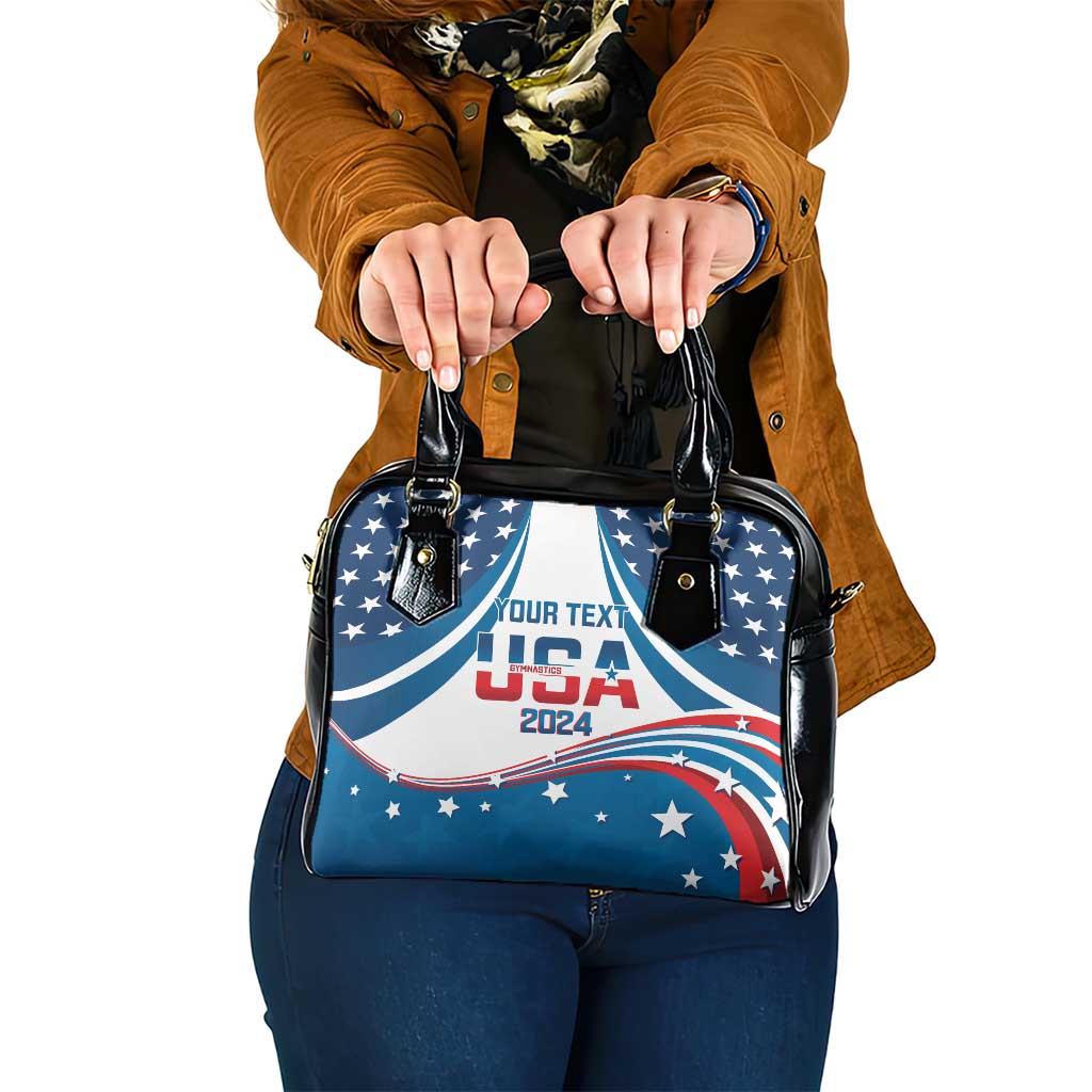 Personalized USA Gymnastics Shoulder Handbag 2024 United States Flag Curve Style