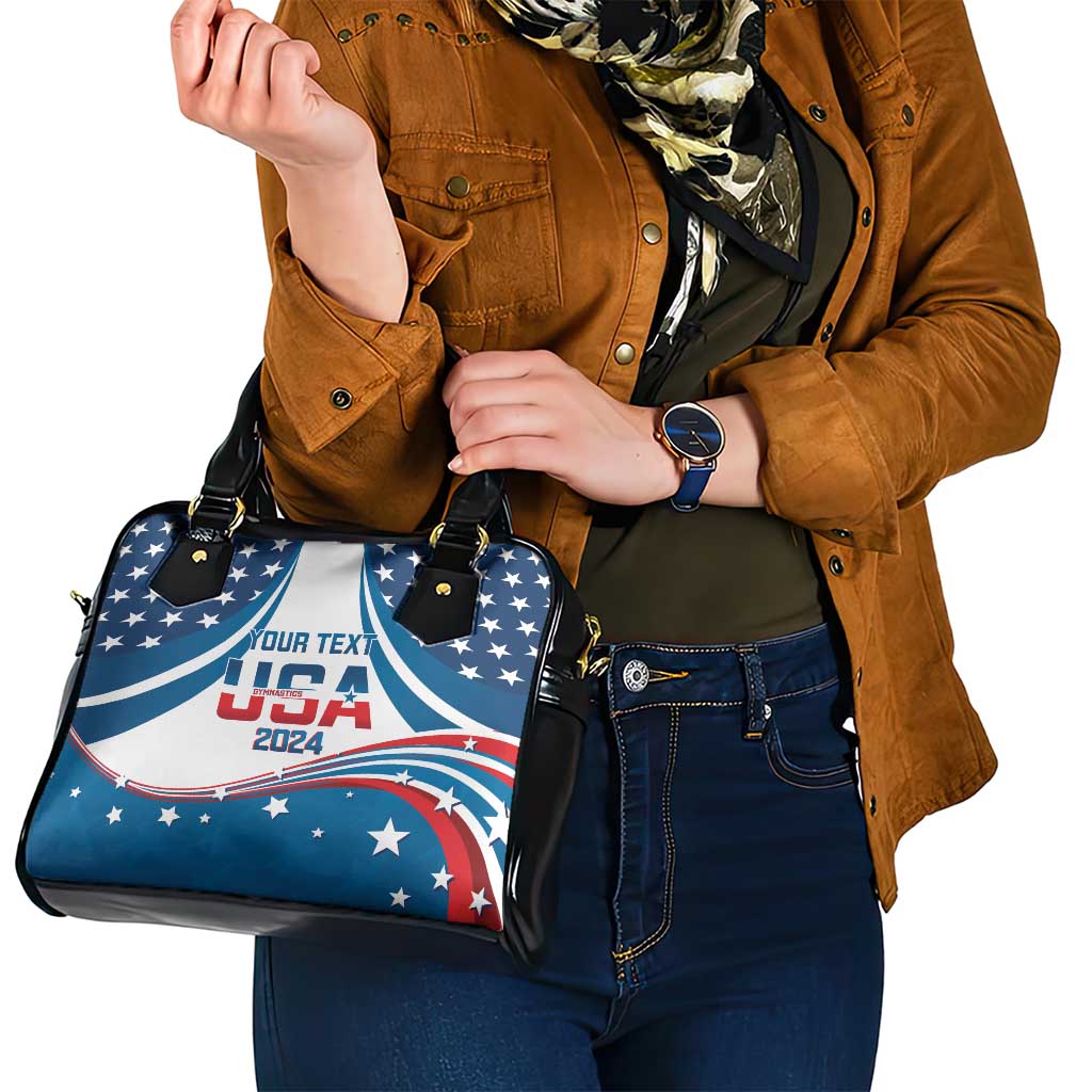Personalized USA Gymnastics Shoulder Handbag 2024 United States Flag Curve Style