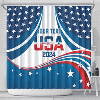 Personalized USA Gymnastics Shower Curtain 2024 United States Flag Curve Style