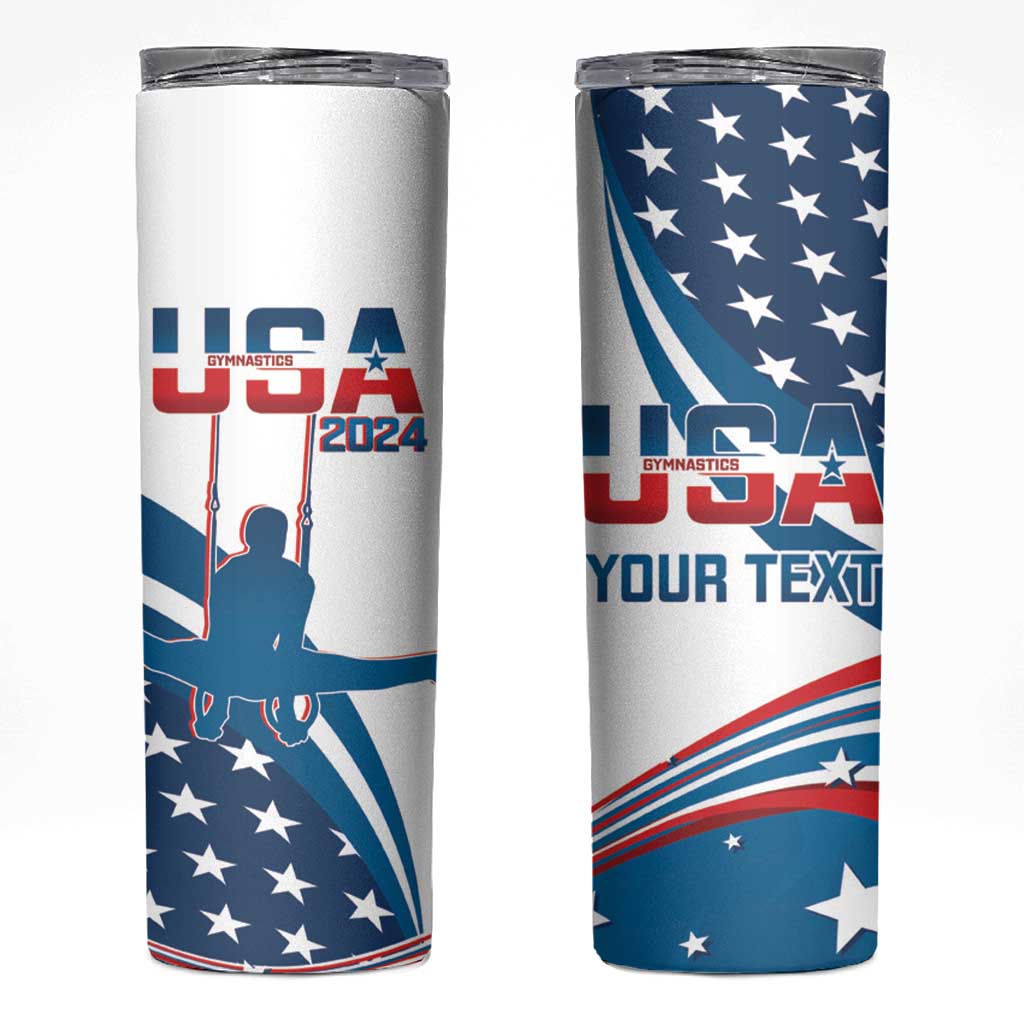 Personalized USA Gymnastics Skinny Tumbler 2024 United States Flag Curve Style - Wonder Print Shop