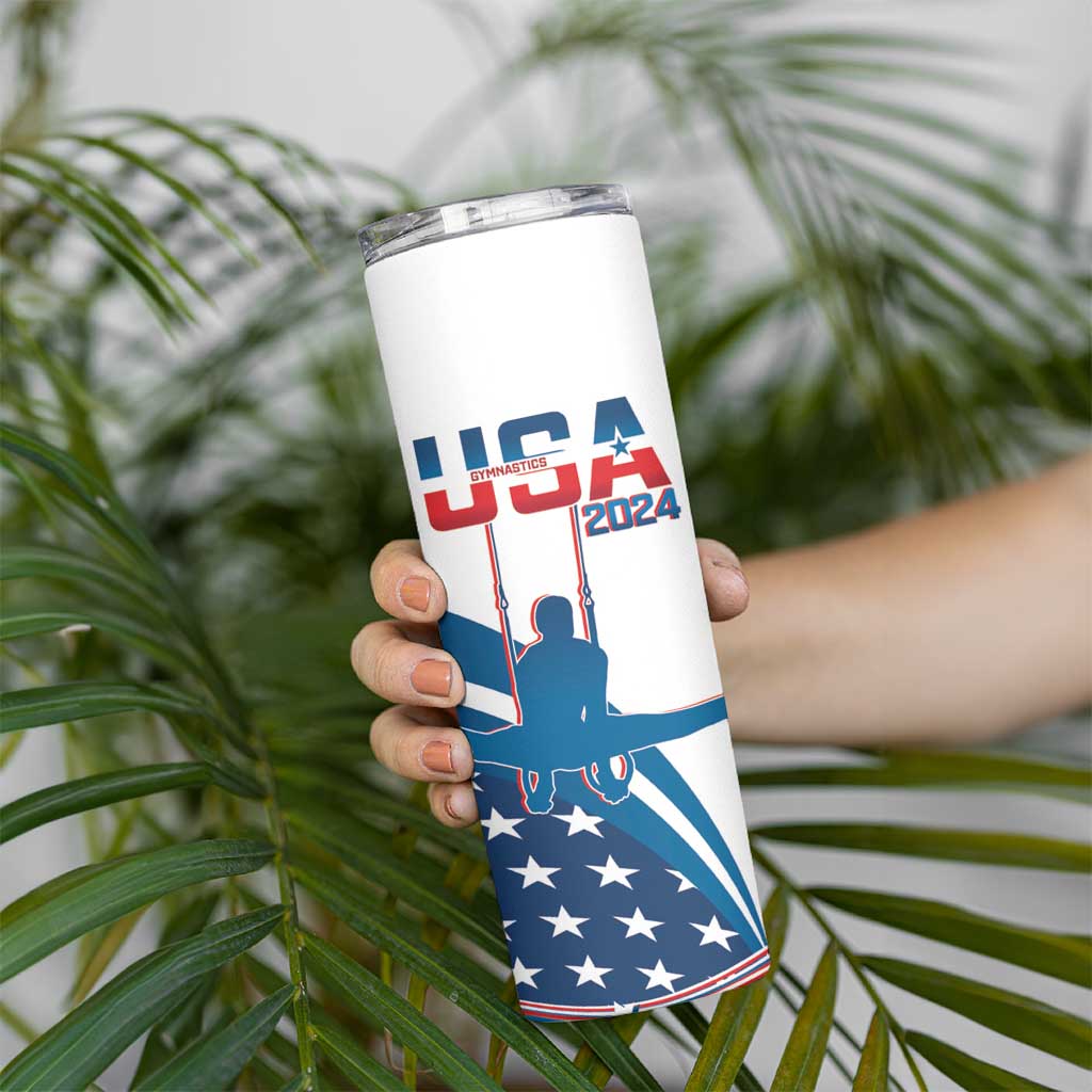 Personalized USA Gymnastics Skinny Tumbler 2024 United States Flag Curve Style - Wonder Print Shop