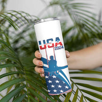 Personalized USA Gymnastics Skinny Tumbler 2024 United States Flag Curve Style - Wonder Print Shop