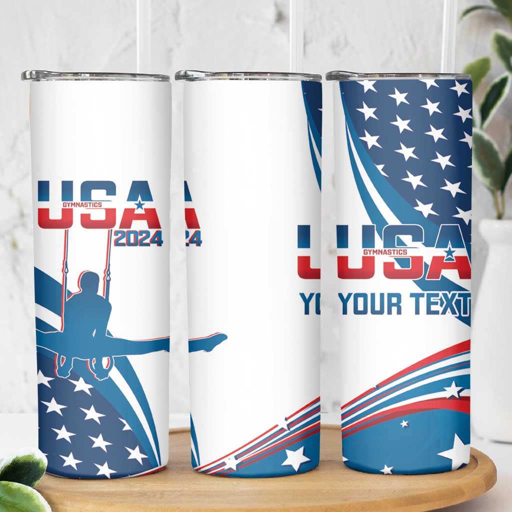 Personalized USA Gymnastics Skinny Tumbler 2024 United States Flag Curve Style - Wonder Print Shop