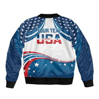 Personalized USA Gymnastics Sleeve Zip Bomber Jacket 2024 United States Flag Curve Style - Wonder Print Shop