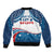 Personalized USA Gymnastics Sleeve Zip Bomber Jacket 2024 United States Flag Curve Style - Wonder Print Shop