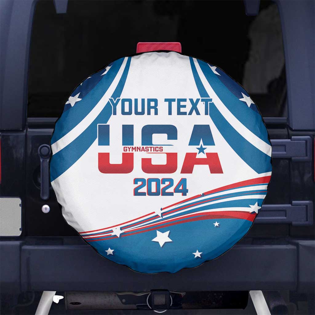 Personalized USA Gymnastics Spare Tire Cover 2024 United States Flag Curve Style - Wonder Print Shop