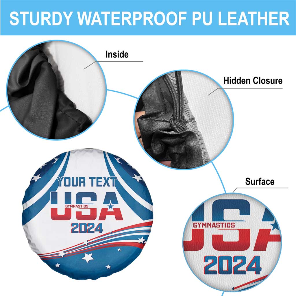 Personalized USA Gymnastics Spare Tire Cover 2024 United States Flag Curve Style - Wonder Print Shop