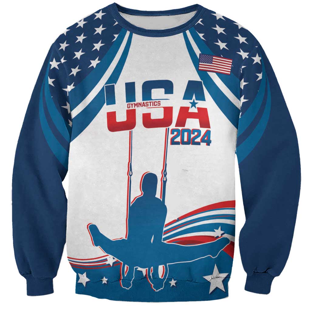 Personalized USA Gymnastics Sweatshirt 2024 United States Flag Curve Style - Wonder Print Shop