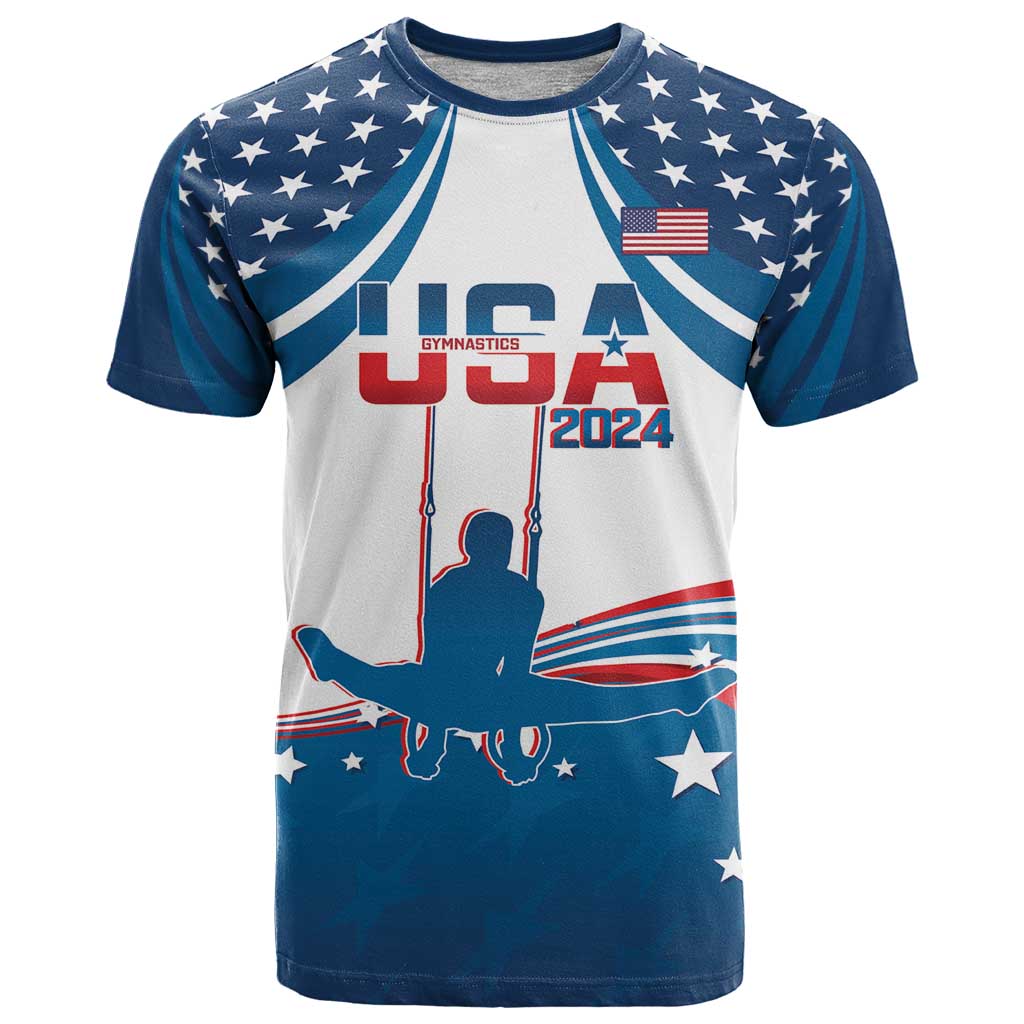 Personalized USA Gymnastics T Shirt 2024 United States Flag Curve Style - Wonder Print Shop