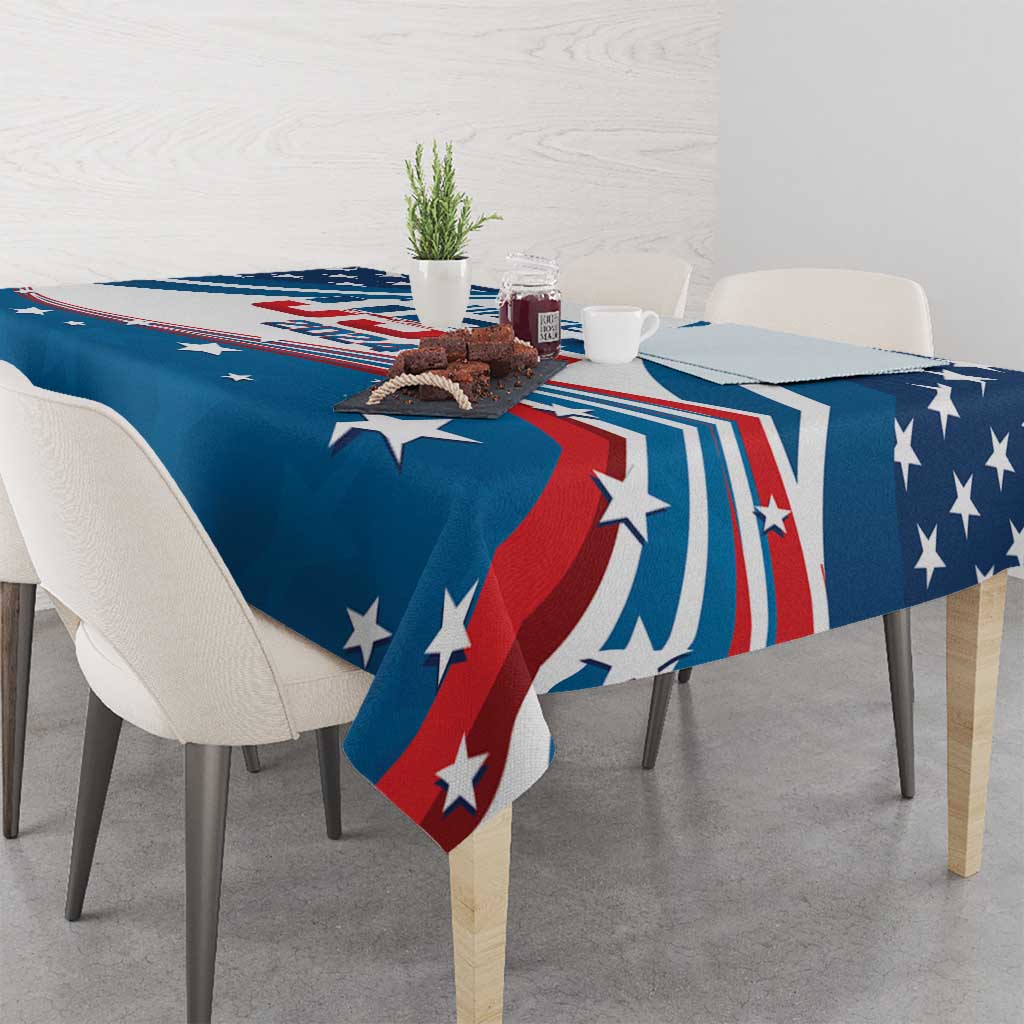 Personalized USA Gymnastics Tablecloth 2024 United States Flag Curve Style - Wonder Print Shop