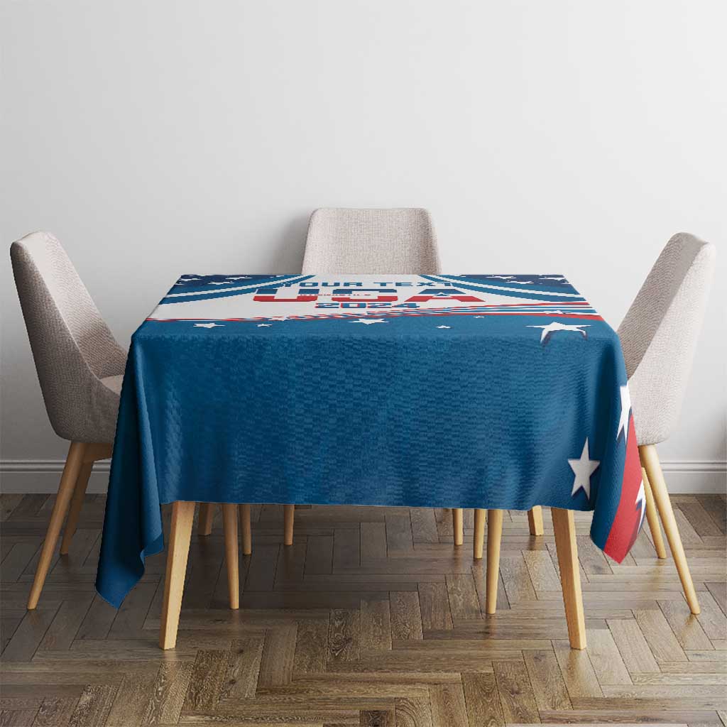 Personalized USA Gymnastics Tablecloth 2024 United States Flag Curve Style - Wonder Print Shop