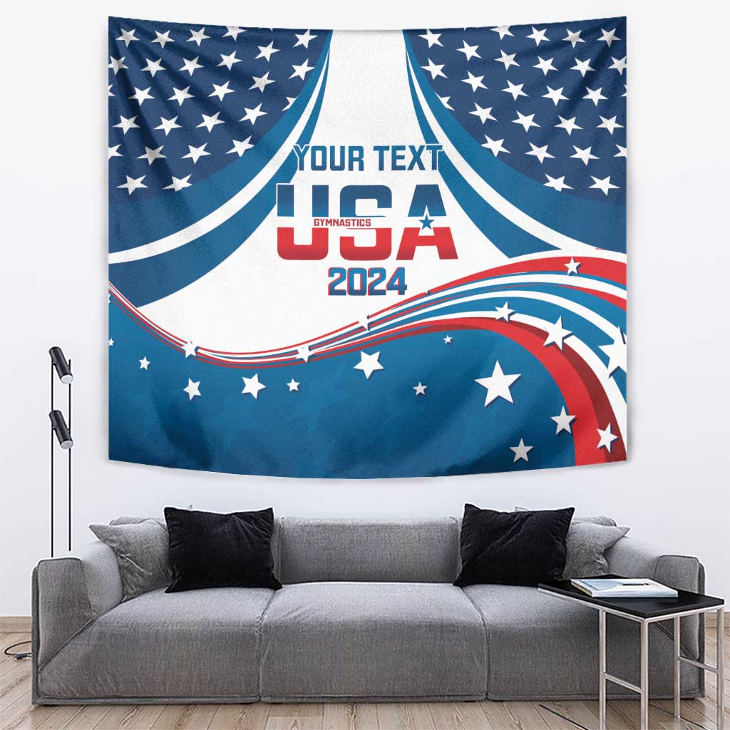 Personalized USA Gymnastics Tapestry 2024 United States Flag Curve Style - Wonder Print Shop