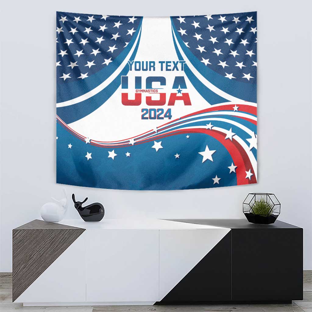 Personalized USA Gymnastics Tapestry 2024 United States Flag Curve Style - Wonder Print Shop