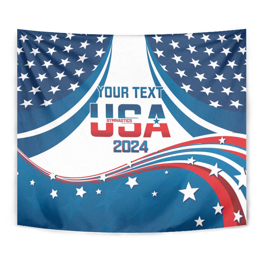 Personalized USA Gymnastics Tapestry 2024 United States Flag Curve Style - Wonder Print Shop