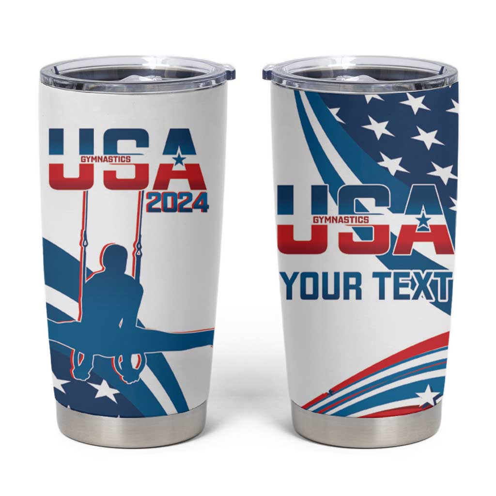 Personalized USA Gymnastics Tumbler Cup 2024 United States Flag Curve Style - Wonder Print Shop