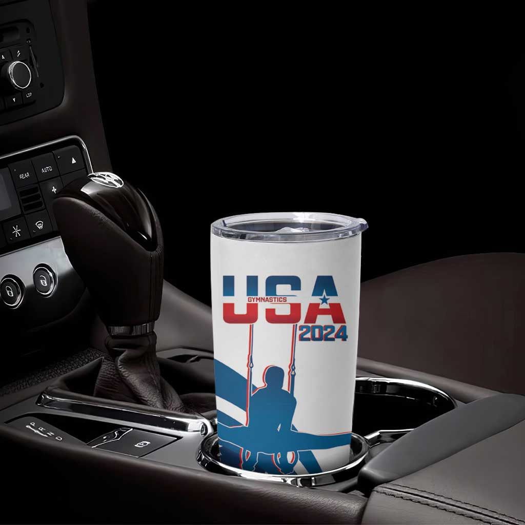 Personalized USA Gymnastics Tumbler Cup 2024 United States Flag Curve Style - Wonder Print Shop