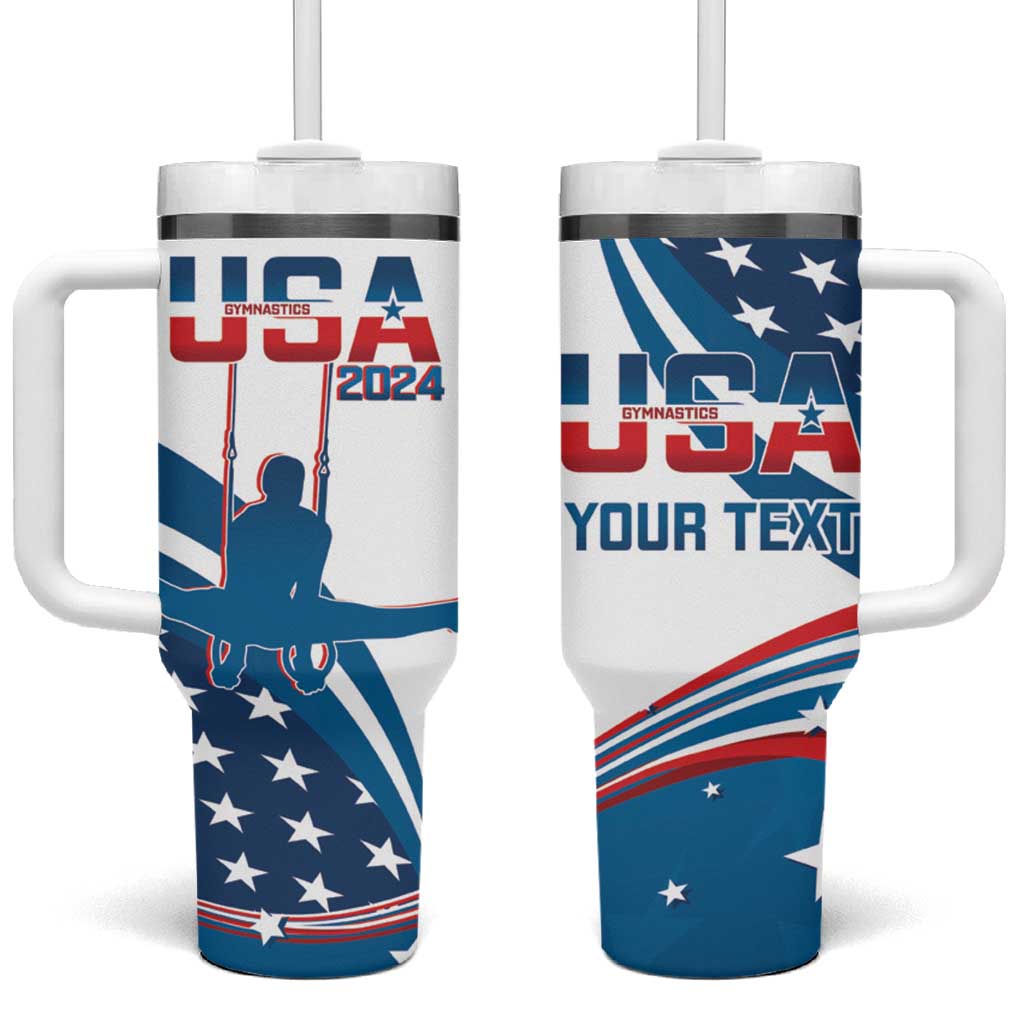 Personalized USA Gymnastics Tumbler With Handle 2024 United States Flag Curve Style - Wonder Print Shop