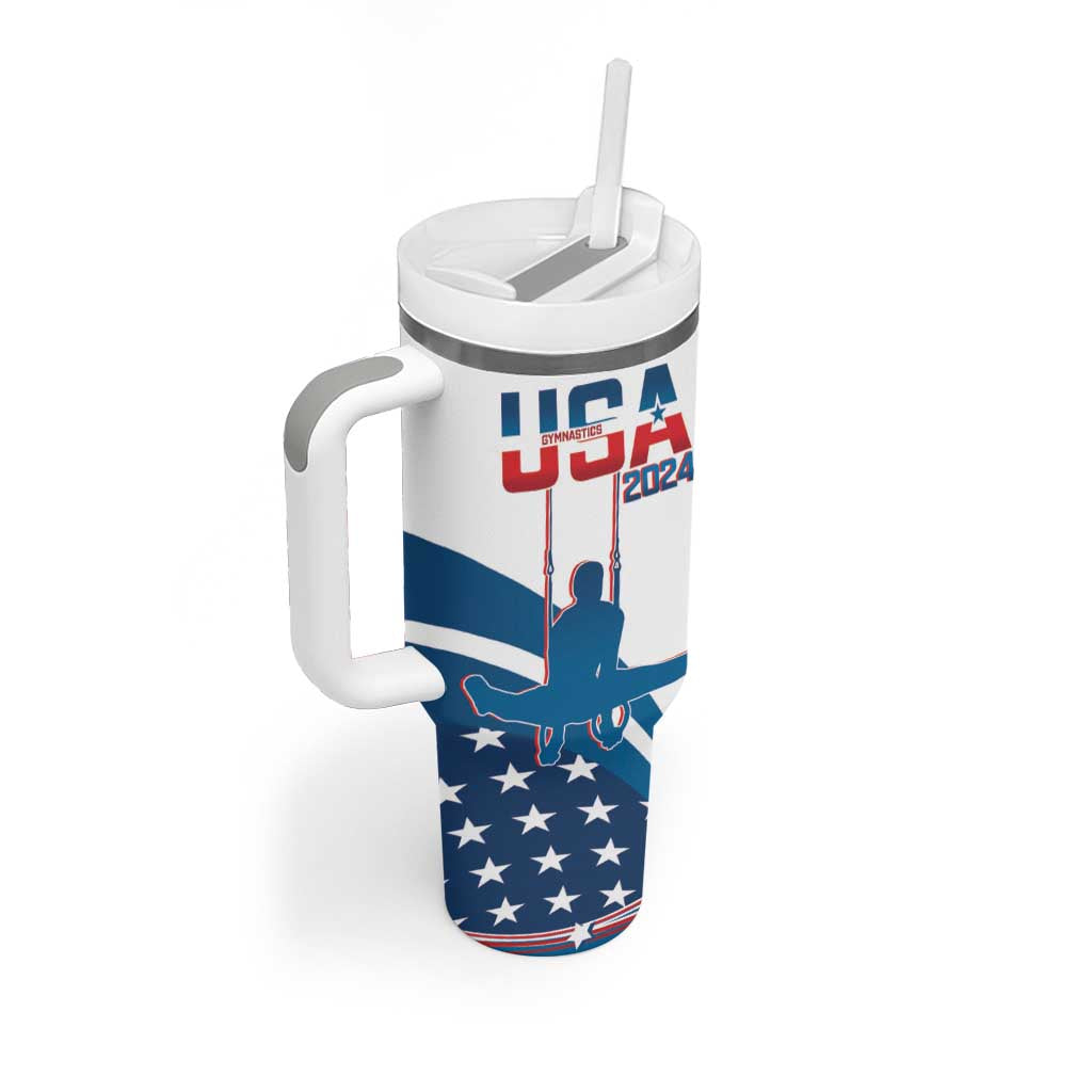 Personalized USA Gymnastics Tumbler With Handle 2024 United States Flag Curve Style - Wonder Print Shop