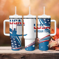 Personalized USA Gymnastics Tumbler With Handle 2024 United States Flag Curve Style - Wonder Print Shop