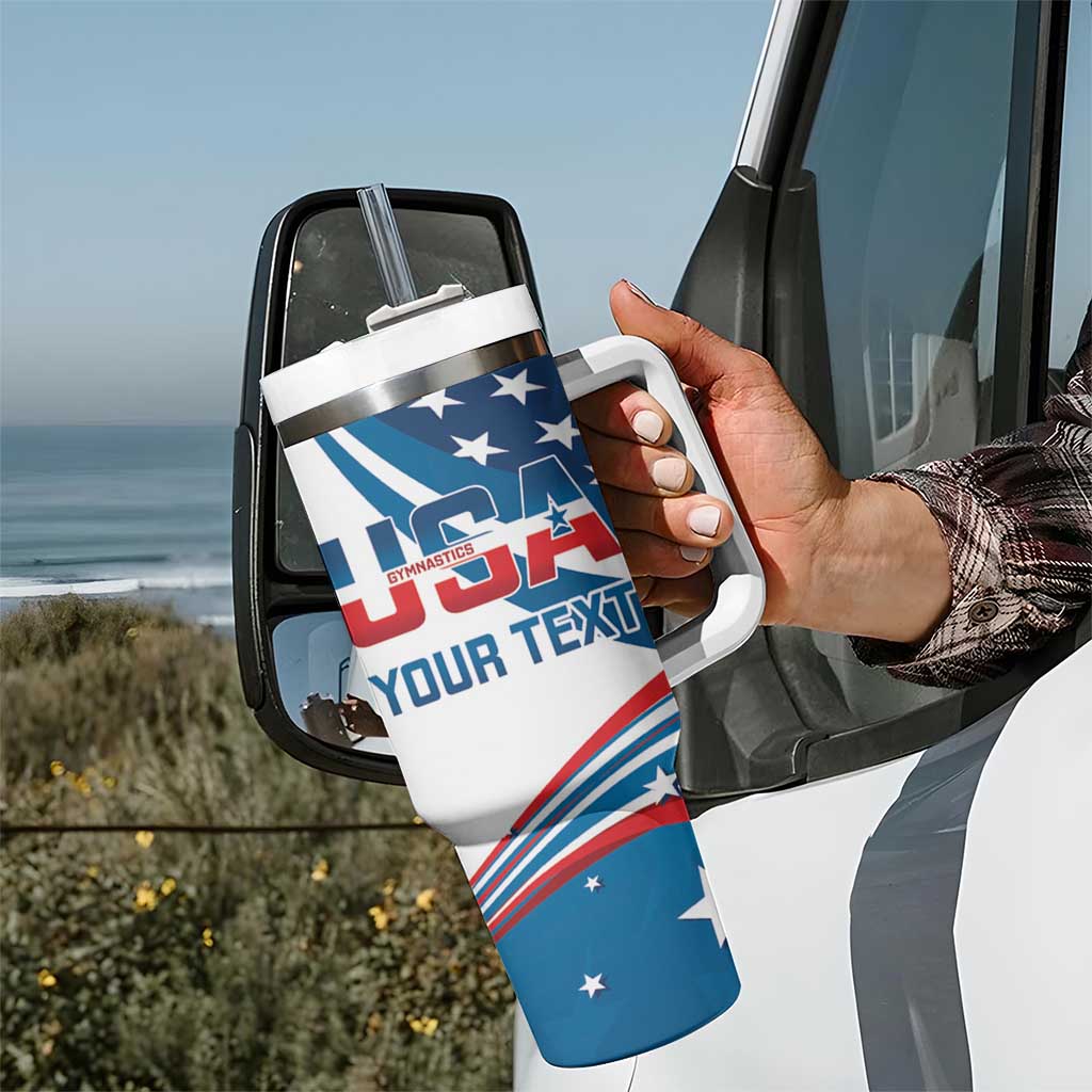 Personalized USA Gymnastics Tumbler With Handle 2024 United States Flag Curve Style - Wonder Print Shop