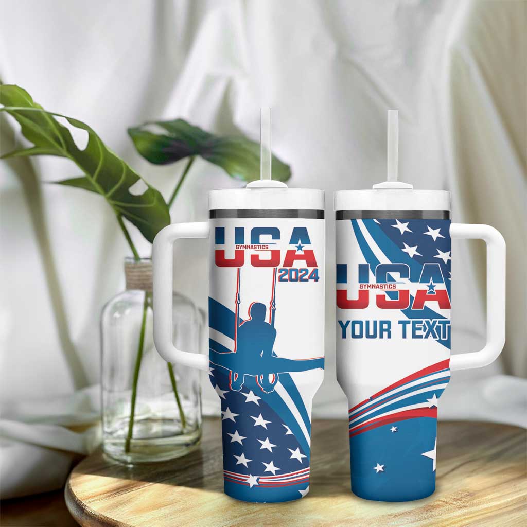 Personalized USA Gymnastics Tumbler With Handle 2024 United States Flag Curve Style - Wonder Print Shop