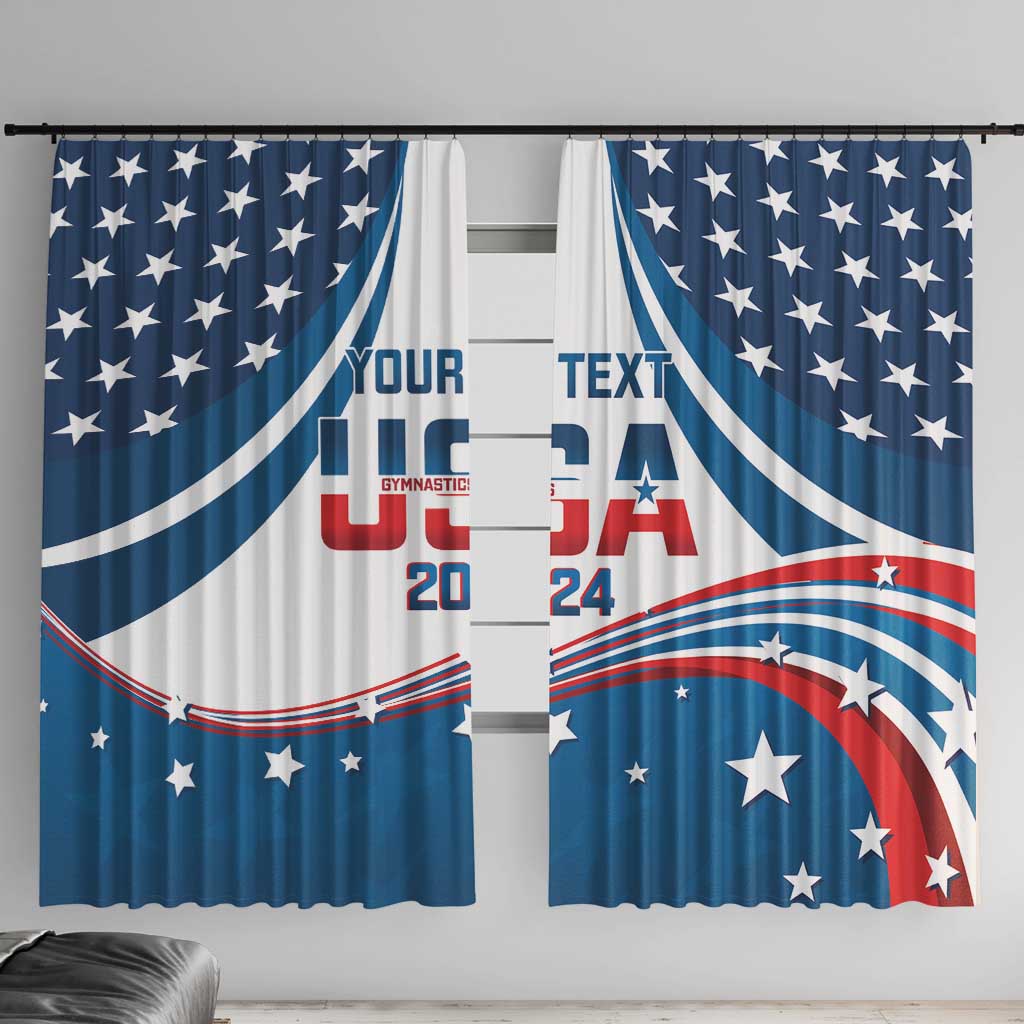 Personalized USA Gymnastics Window Curtain 2024 United States Flag Curve Style - Wonder Print Shop
