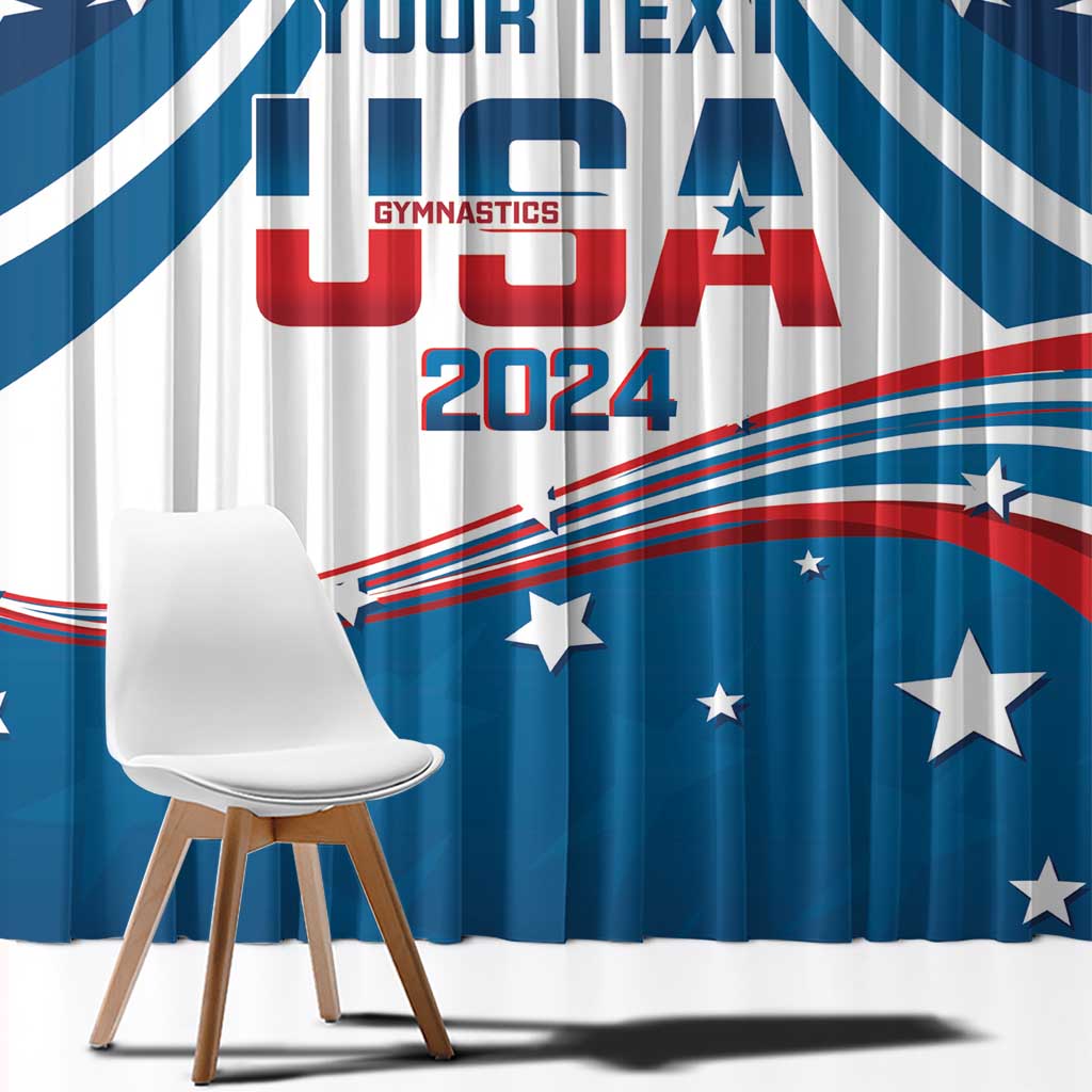 Personalized USA Gymnastics Window Curtain 2024 United States Flag Curve Style - Wonder Print Shop