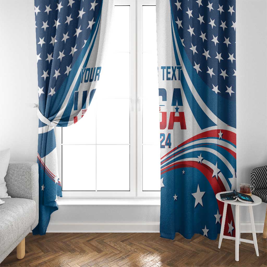 Personalized USA Gymnastics Window Curtain 2024 United States Flag Curve Style - Wonder Print Shop
