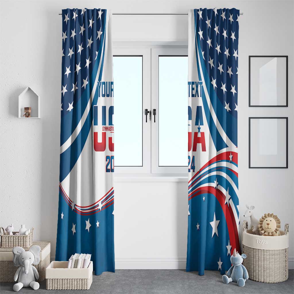 Personalized USA Gymnastics Window Curtain 2024 United States Flag Curve Style - Wonder Print Shop