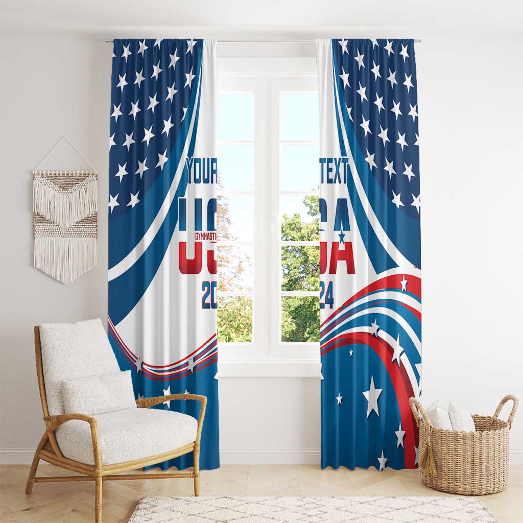 Personalized USA Gymnastics Window Curtain 2024 United States Flag Curve Style - Wonder Print Shop