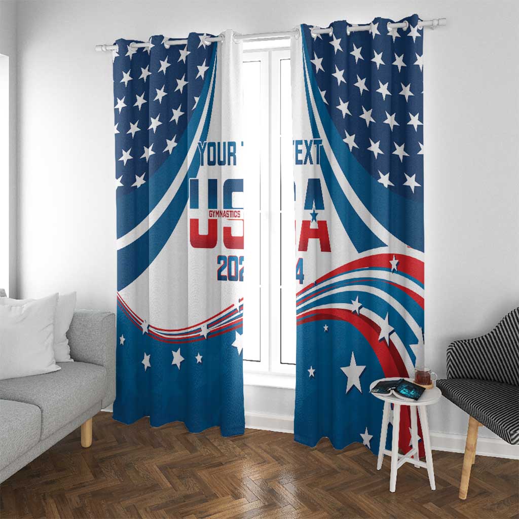 Personalized USA Gymnastics Window Curtain 2024 United States Flag Curve Style - Wonder Print Shop