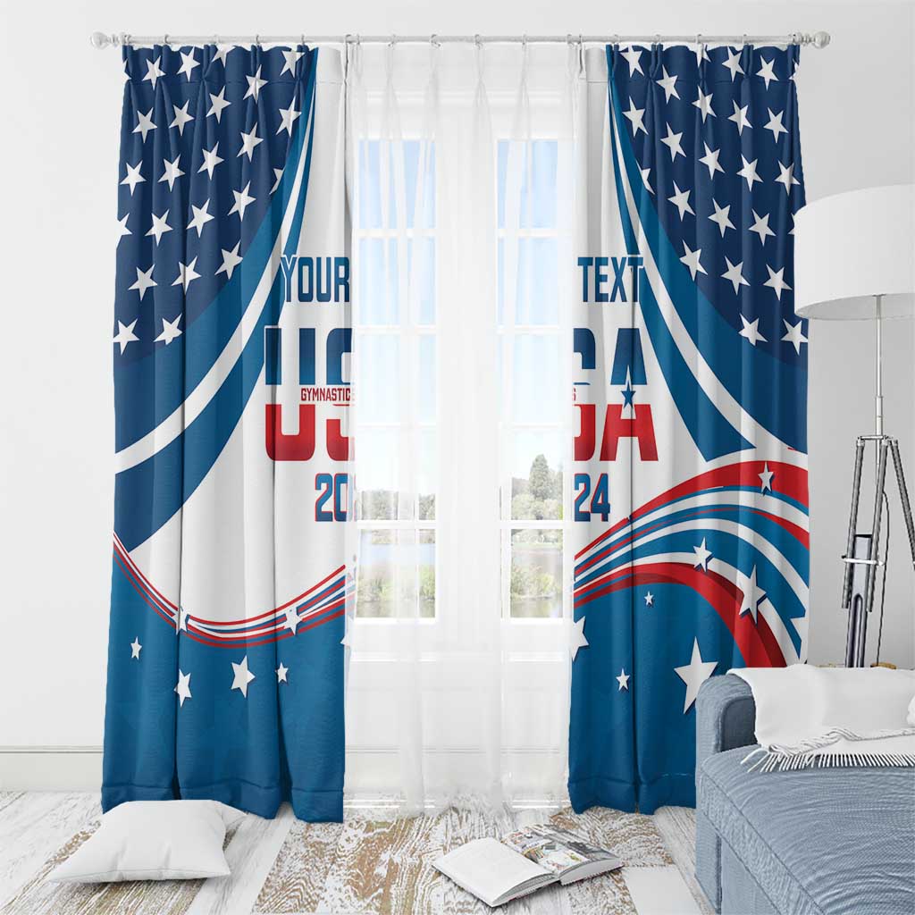 Personalized USA Gymnastics Window Curtain 2024 United States Flag Curve Style - Wonder Print Shop