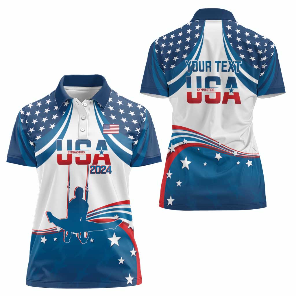 Personalized USA Gymnastics Women Polo Shirt 2024 United States Flag Curve Style - Wonder Print Shop