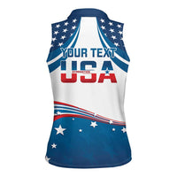 Personalized USA Gymnastics Women Sleeveless Polo Shirt 2024 United States Flag Curve Style - Wonder Print Shop