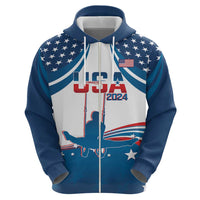 Personalized USA Gymnastics Zip Hoodie 2024 United States Flag Curve Style - Wonder Print Shop