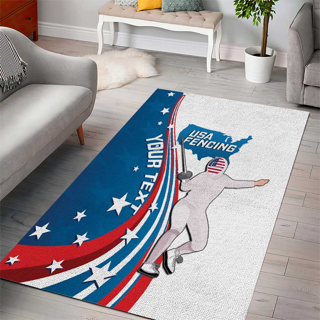 Personalized USA Fencing Area Rug 2024 United States Flag Curve Style - Wonder Print Shop